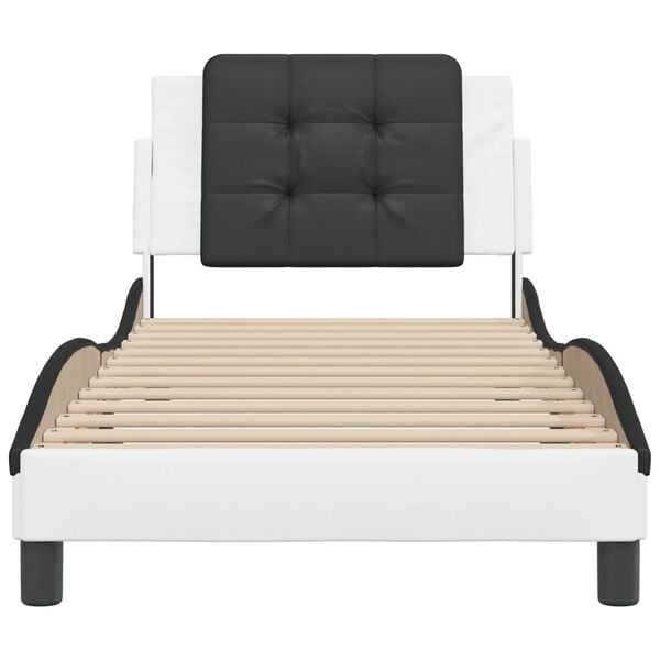 vidaXL Bed Frame without Mattress "Zadar" White and Black 100x200 cm Faux Leather