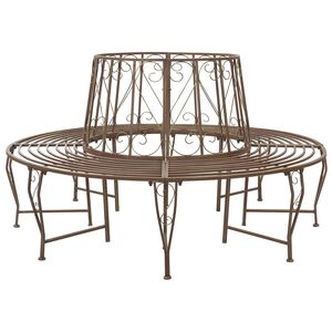 vidaXL Tree Bench 8 -Seater &Oslash; 160 x 89 cm steel Antique Brown Round