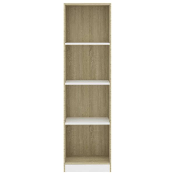 vidaXL 4-Tier Book Cabinet White and Sonoma Oak 40x24x142 cm Engineered Wood