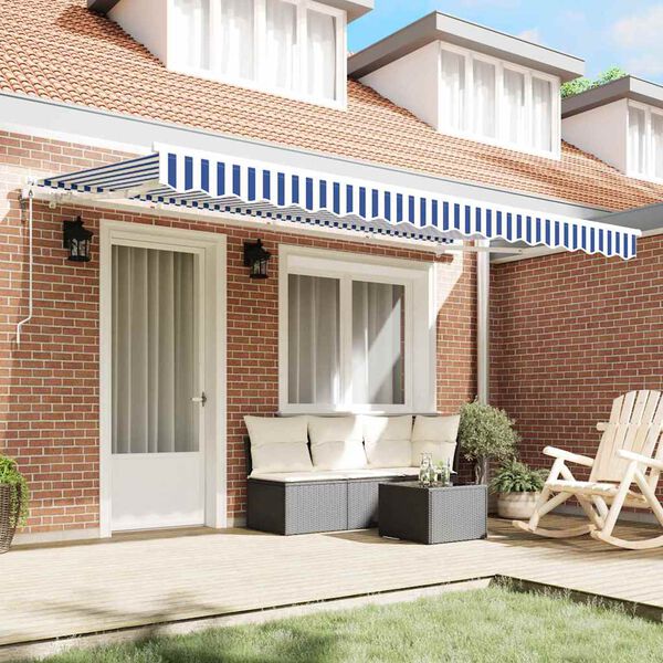 vidaXL Retractable Awning Blue and White 350 x 200 cm
