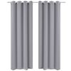2 pcs Grey Blackout Curtains with Metal Rings 135 x 245 cm