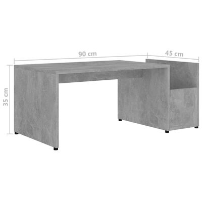 vidaXL Coffee Table Concrete Grey 90x45x35 cm Chipboard