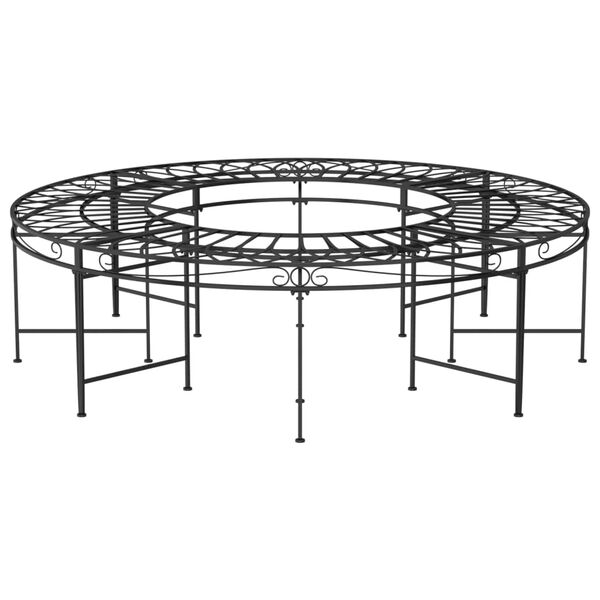 vidaXL Round Tree Bench &Oslash;160 cm Black Steel