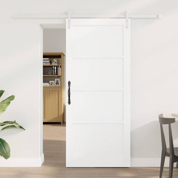 vidaXL Sliding Door White 86 x 198.5 cm Solid Pine Wood