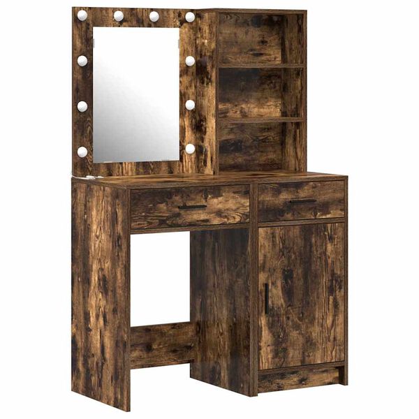 vidaXL Dressing Table Set with Drawer 2 pcs Smoked Oak Engineered Wood
