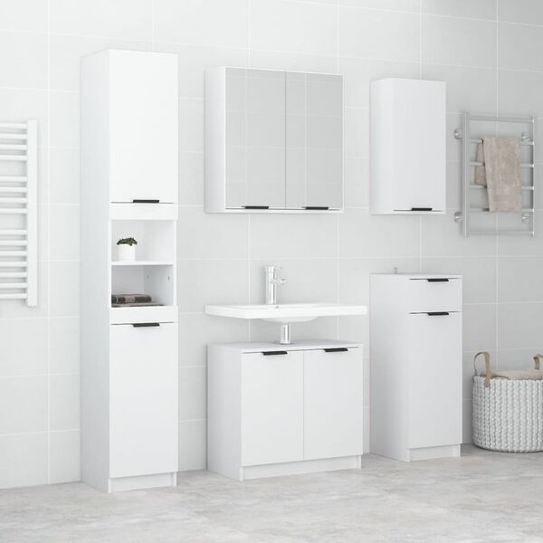 vidaXL 5 Piece Bathroom Cabinet Set White Engineered Wood