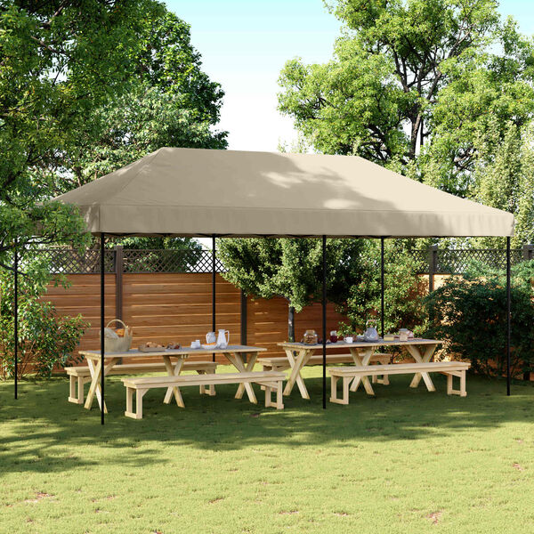vidaXL Party Tent Folding Taupe 292 x 580 x 315 cm Oxford Fabric