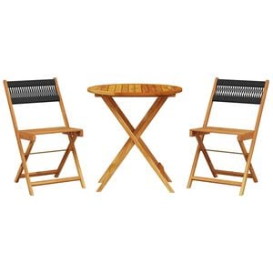 vidaXL Bistro Set | Black | Solid acacia wood and polypropylene | Small