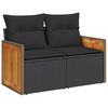 vidaXL 9 Piece Garden Sofa Set with Cushions Black Poly Rattan Acacia
