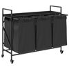 vidaXL Laundry Basket 3 Compartments with Wheels Black Oak