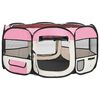 vidaXL Foldable Dog Playpen with Carrying Bag Pink 145x145x61 cm