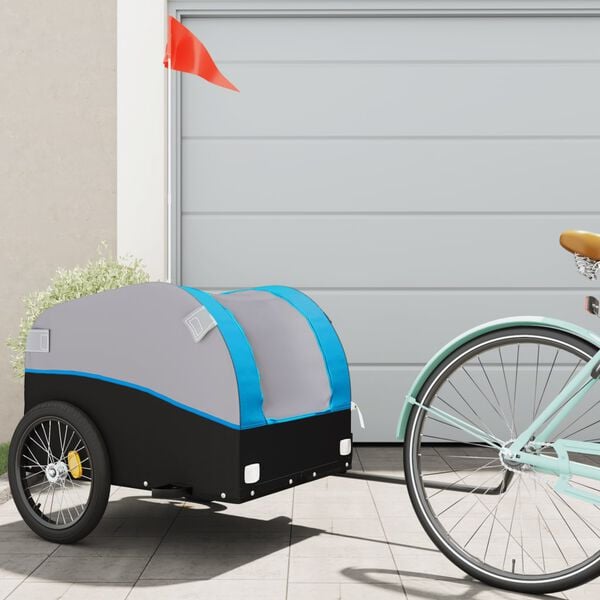 vidaXL Bike Trailer Black and Blue 45 kg Iron