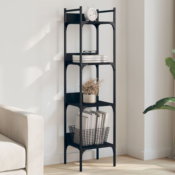 vidaXL Bookshelf 4-Tier Black 35x30x138.5 cm Engineered Wood
