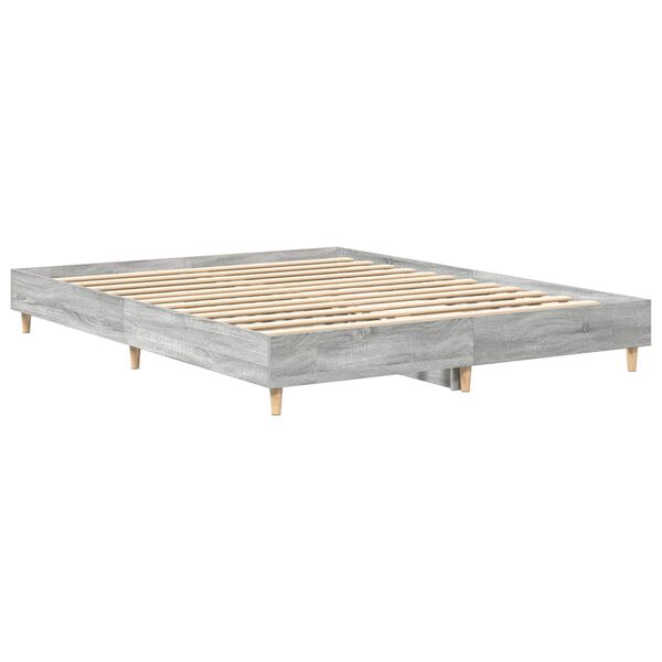 vidaXL Bed Frame No Mattress Grey Sonoma 150x200 cm King Size Engineered Wood