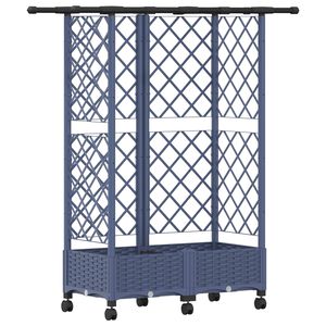 vidaXL Raised Bed with Trellis and Roof Grey 124 x 40 x 127 cm PP