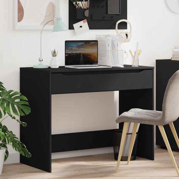 vidaXL Desk with Drawer Black 100 x 50 x 78 cm Engineered Wood