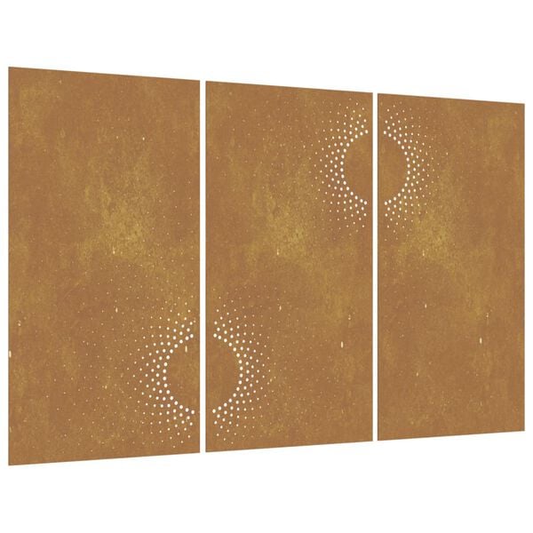 vidaXL Garden Wall Decorations 3 pcs 105x55 cm Corten Steel Sun Design