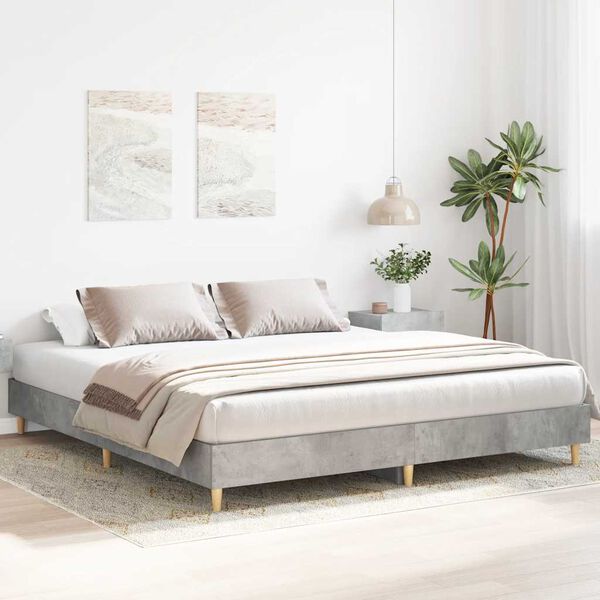 vidaXL Bed Frame No Mattress Concrete Grey 200x200 cm Engineered Wood