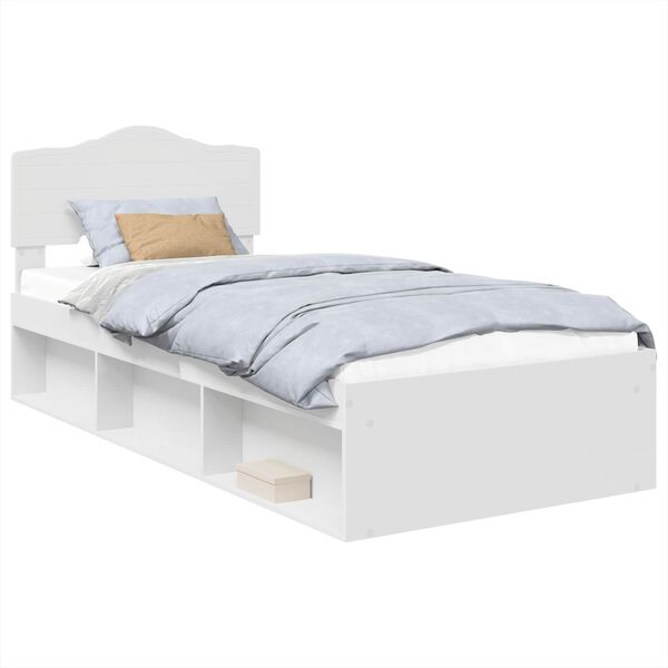 vidaXL Bed Frame with Headboard White 100 x 200 cm Solid Pine Wood