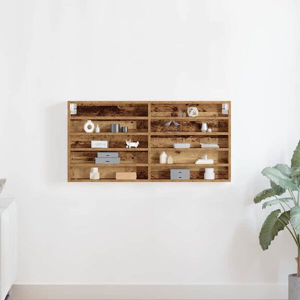 vidaXL Display Cabinet Old Wood 100 x 8.5 x 50 cm Engineered Wood