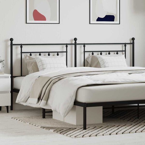 vidaXL Metal Headboard Black 200 cm