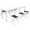 Foldable Camping Table Set with 6 Stools Height Adjustable 180x60cm