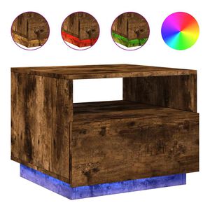 vidaXL Coffee Table with LED Lights Smoked Oak 50x49x40 cm
