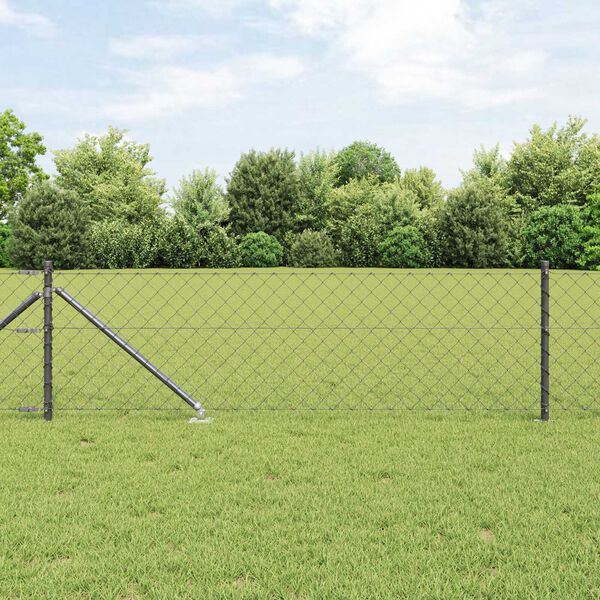 vidaXL Fence Post Grey 10 x 0.6 m (60 x 60 mm mesh) Steel and PVC