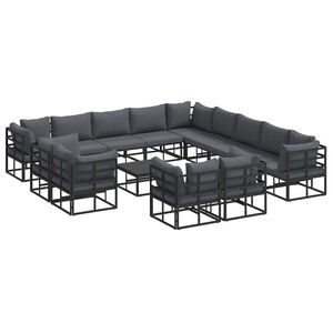 vidaXL Garden Sofa Set 14 pcs Black Aluminium