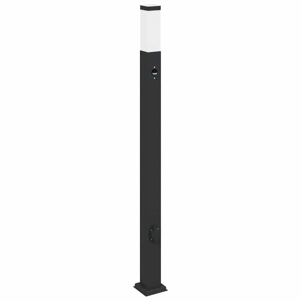 vidaXL Bollard Light with Sensor&Outlet 110 cm Black IP44