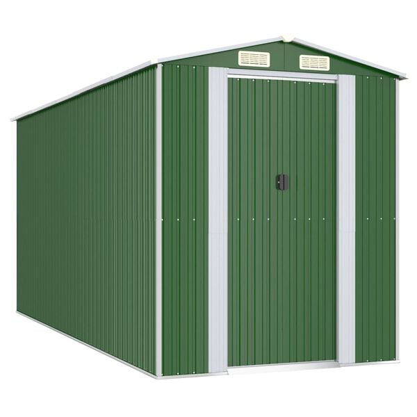 vidaXL Garden Shed Green 192x440x223 cm Galvanised Steel