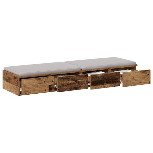 vidaXL Bed Drawers Old Wood 120 x 36.5 x 16.5 cm Engineered Wood