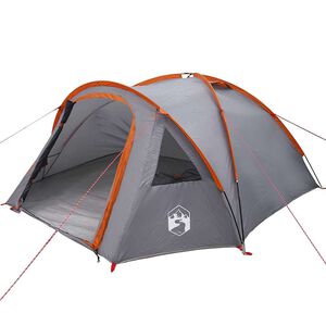 vidaXL Dome Tent 4-Person Waterproof Grey and Orange Taffeta