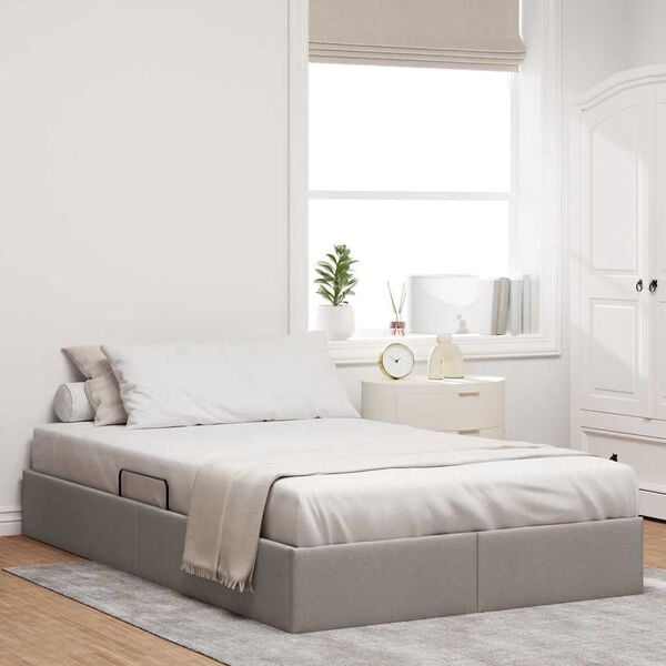 vidaXL Storage Bed with Mattress Taupe 120 x 200 cm Fabric