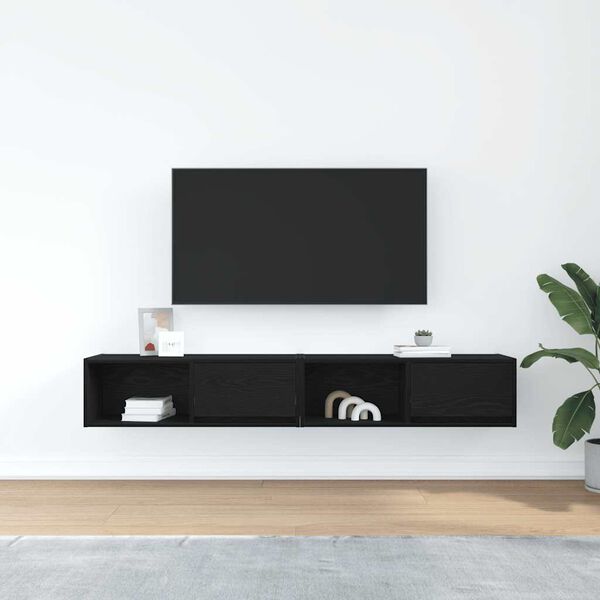 vidaXL TV Cabinets 2 pcs Black Oak 80x31x25.5 cm Engineered Wood