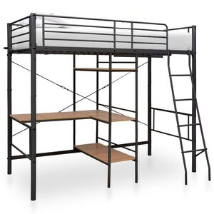 vidaXL Bunk Bed with Table without Mattress Grey Metal 90x200 cm
