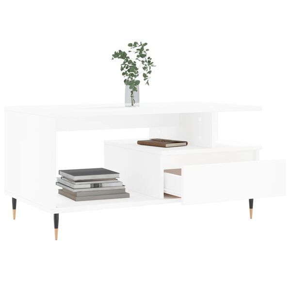 vidaXL Coffee Table White 90x49x45 cm Engineered Wood