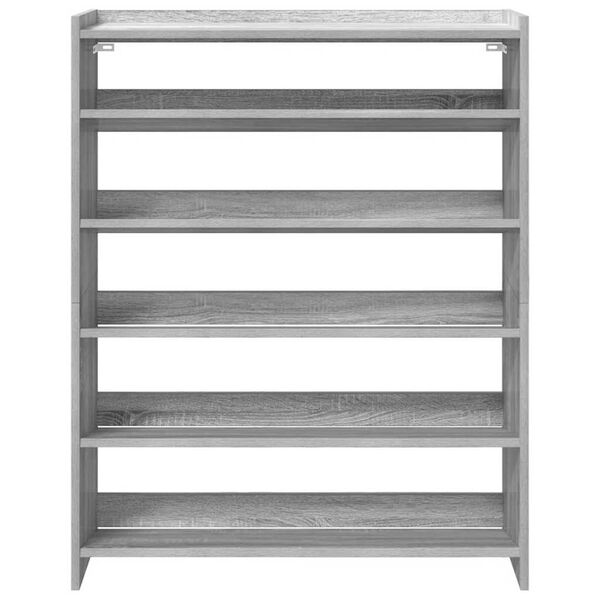 vidaXL Shoe Rack Grey Sonoma 80x25x100 cm Engineered Wood