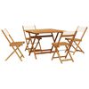 vidaXL 5 Piece Garden Dining Set Cream White Fabric and Solid Wood