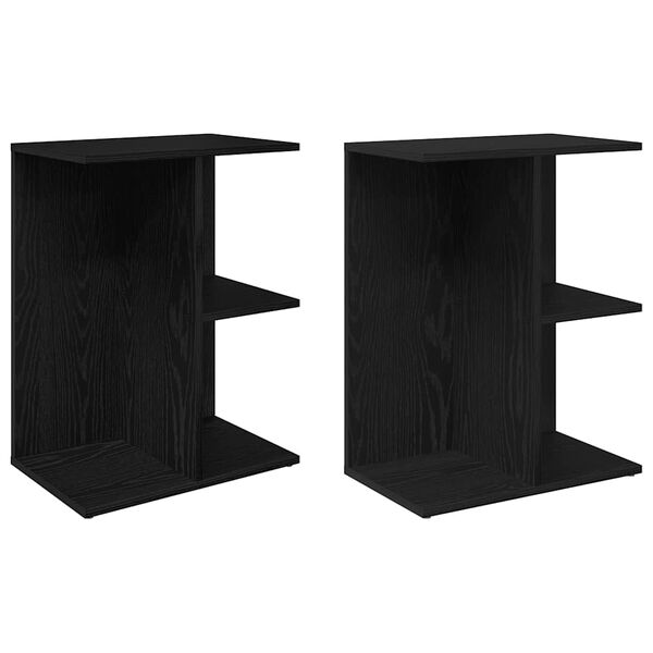 vidaXL Bedside Tables 2 pcs Black Oak 46.5x29x61 cm Engineered Wood
