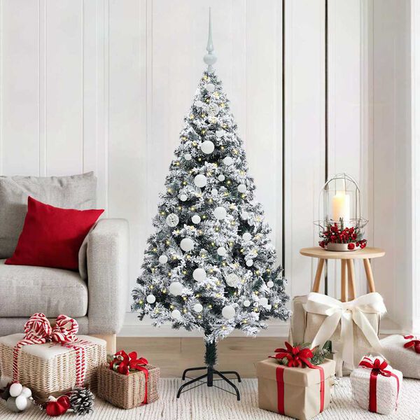 vidaXL Artificial Christmas Tree with 150 LEDs with Stand White 150 cm