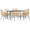 vidaXL 7 Piece Garden Dining Set Brown Poly Rattan Glass