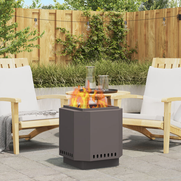vidaXL Smokeless Fire Pit Black 48 x 48 x 51 cm Steel