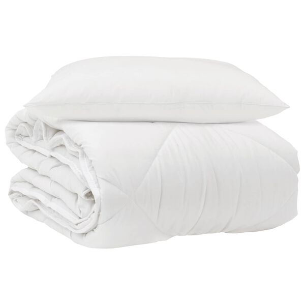 vidaXL All-Season Duvet with Pillow 2 pcs White Microfiber