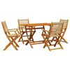 vidaXL 5 Piece Garden Dining Set Beige Polypropylene and Solid Wood