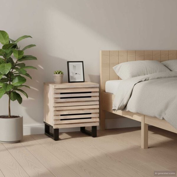 vidaXL Bedside Cabinets 2 pcs 40x34x46 cm Solid Wood Bleached Mango