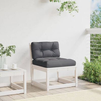 vidaXL Garden Sofa with Cushions White Solid Wood Pine
