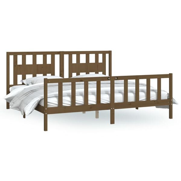vidaXL Bed Frame without Mattress Brown Solid Wood Pine Super King Size