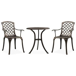 vidaXL 3 Piece Bistro Set Cast Aluminium Bronze