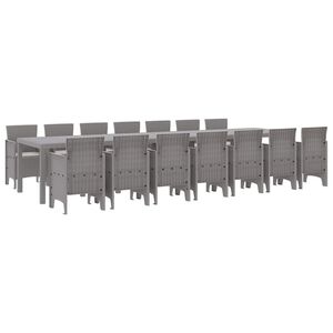 vidaXL Garden Dining Set with Cushions 15 pcs Light Grey PP